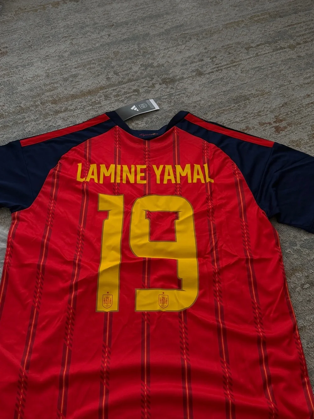adidas Red & Navy Spain #19 Kids Soccer Jersey